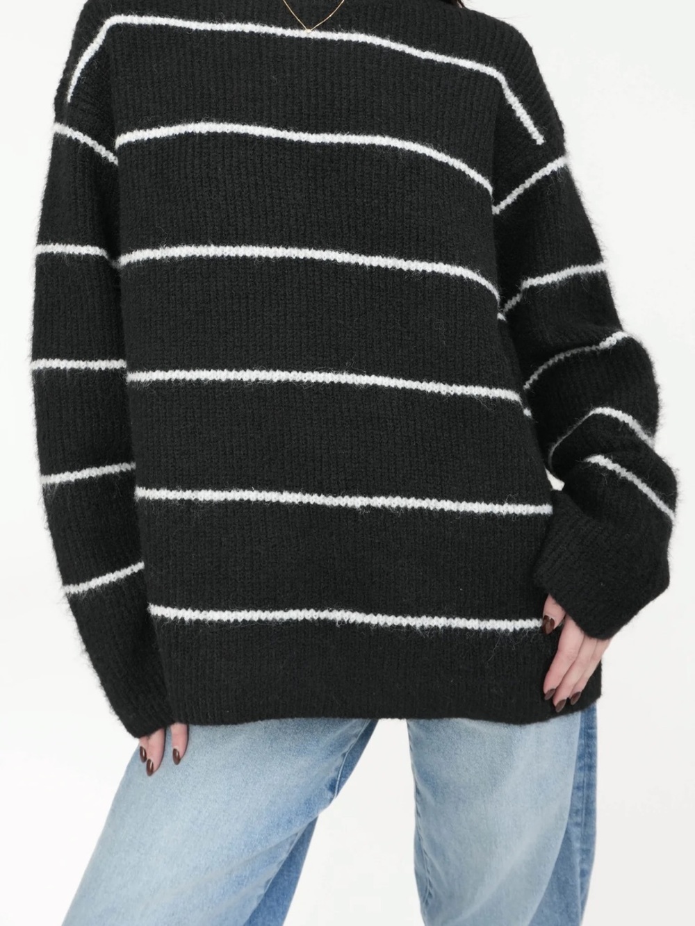 Black & White Striped Crewneck Sweater